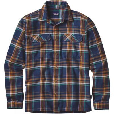 Camisa Patagonia Long-Sleeved Fjord Flannel Hombre Azul Marino Azules - Chile DIQ453608